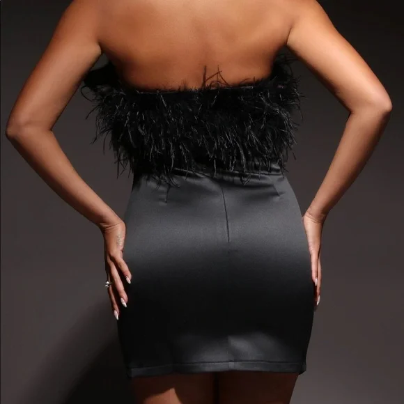 Black Marisa Feather mini dress - Picture 5 of 16